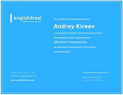 Certificate - Business English Training