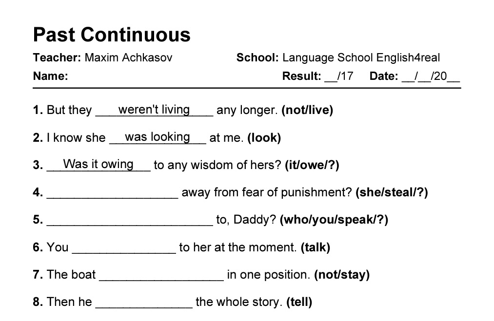 reported speech past continuous exercises pdf